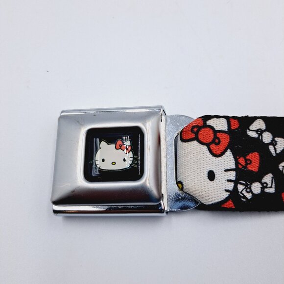 Rare Buckle-Down Seatbelt Sanrio Hello Kitty Bows Women’s Black Adjustable Belt - Picture 3 of 10